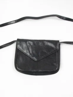 Vintage Black Leather Cross Body Bag