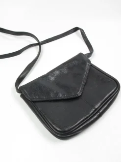 Vintage Black Leather Cross Body Bag