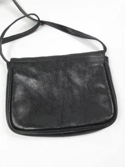 Vintage Black Leather Cross Body Bag