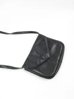 Vintage Black Leather Cross Body Bag