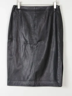 Vintage Black Leather Pencil Skirt S