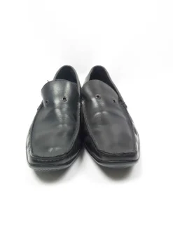 Vintage Black Leather Prada Loafers Shoes 9/43