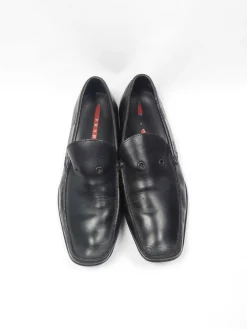 Vintage Black Leather Prada Loafers Shoes 9/43