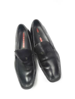 Vintage Black Leather Prada Loafers Shoes 9/43