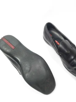 Vintage Black Leather Prada Loafers Shoes 9/43