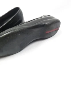 Vintage Black Leather Prada Loafers Shoes 9/43