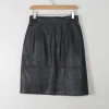 Vintage Black Leather Skirt 27'W