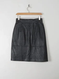 Vintage Black Leather Skirt 27'W