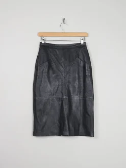 Vintage Black Leather Skirt 26" 6/8 XS