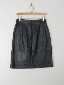 Vintage Black Leather Skirt 27'W