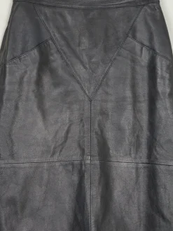 Vintage Black Leather Skirt 26" 6/8 XS