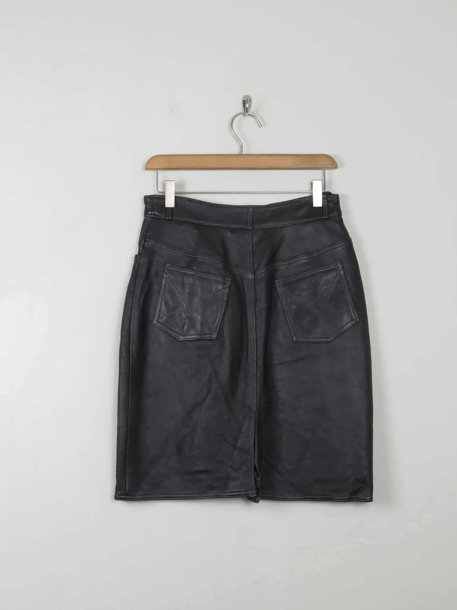 Vintage Black Leather Skirt XS
