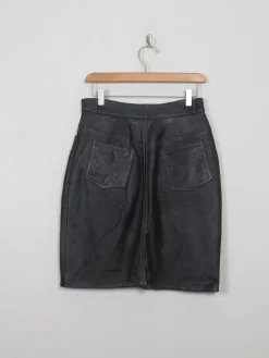 Vintage Black Leather Skirt S 27