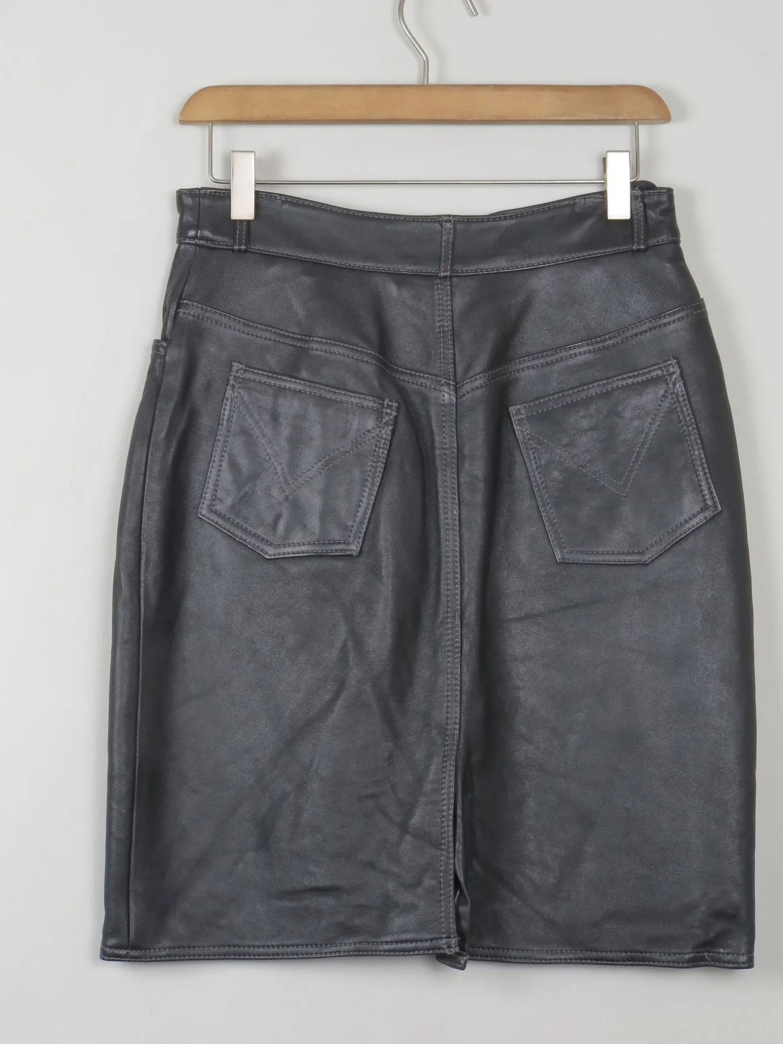 Vintage Black Leather Skirt XS