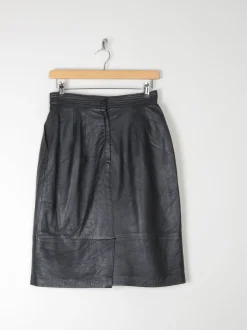 Vintage Black Leather Skirt S