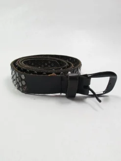 Vintage Black Leather Studded Belt M/L