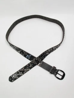 Vintage Black Leather Studded Belt M/L