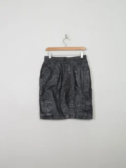 Vintage Black Leather Texture Skirt 27" W