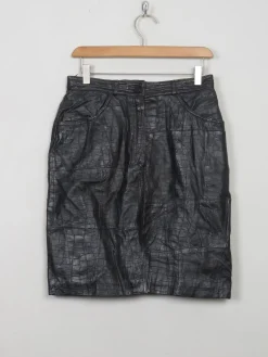 Vintage Black Leather Texture Skirt 27