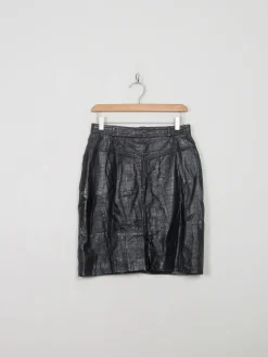Vintage Black Leather Texture Skirt 27