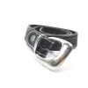 Vintage Black Leather Tooled Belt L
