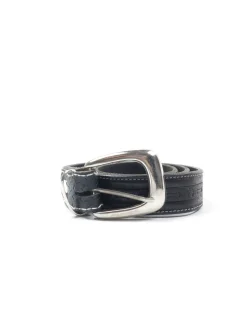 Vintage Black Leather Tooled Belt L