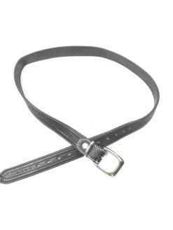 Vintage Black Leather Tooled Belt L