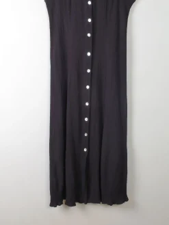Vintage Black Midi Dress Button Down 12/14