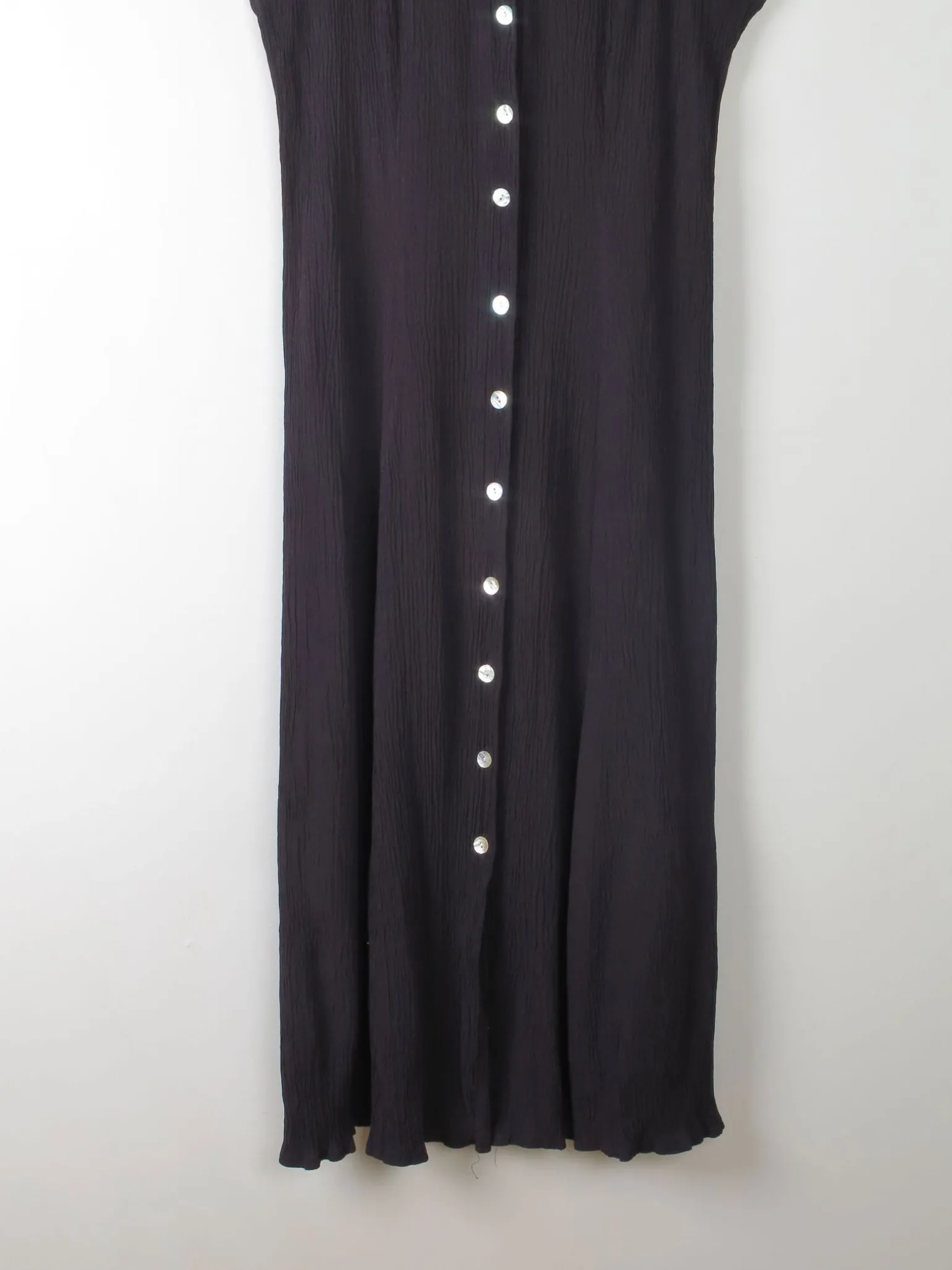 Vintage Black Midi Dress Button Down 12/14