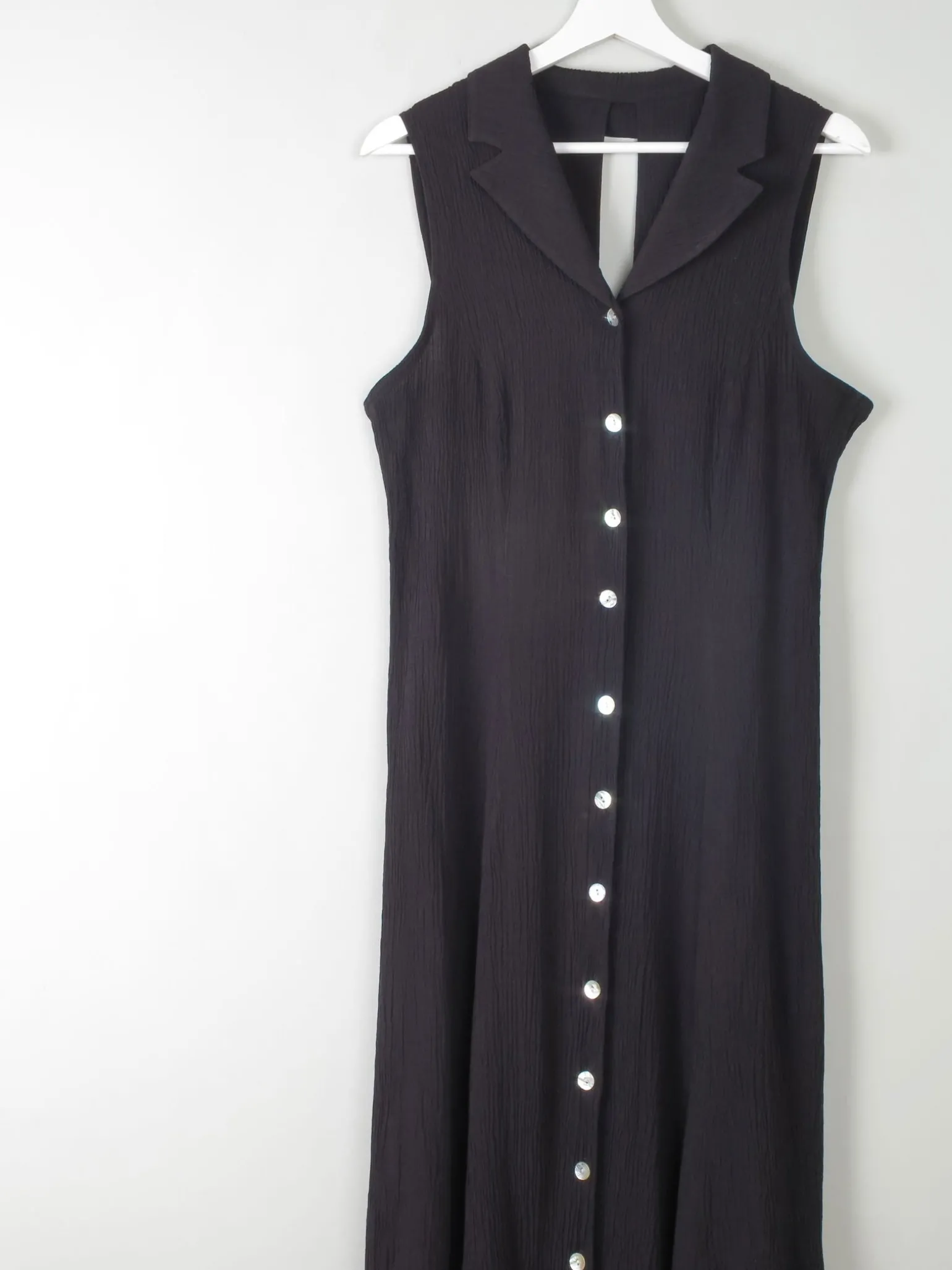 Vintage Black Midi Dress Button Down 12/14