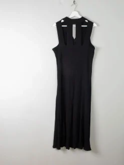 Vintage Black Midi Dress Button Down 12/14