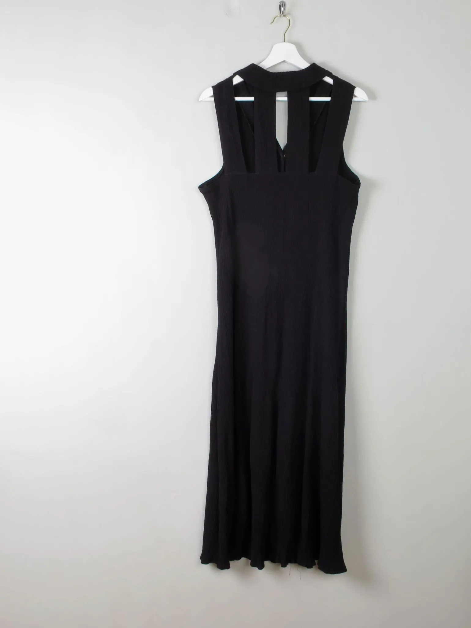 Vintage Black Midi Dress Button Down 12/14