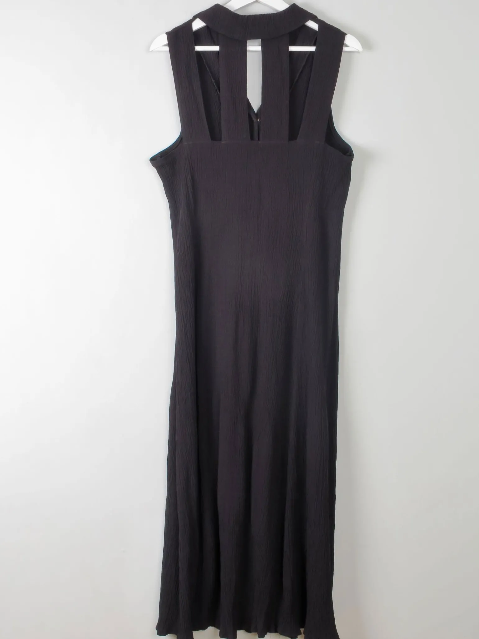 Vintage Black Midi Dress Button Down 12/14