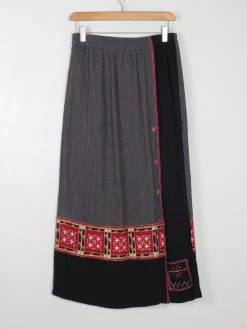 Vintage Black Printed Skirt S/M