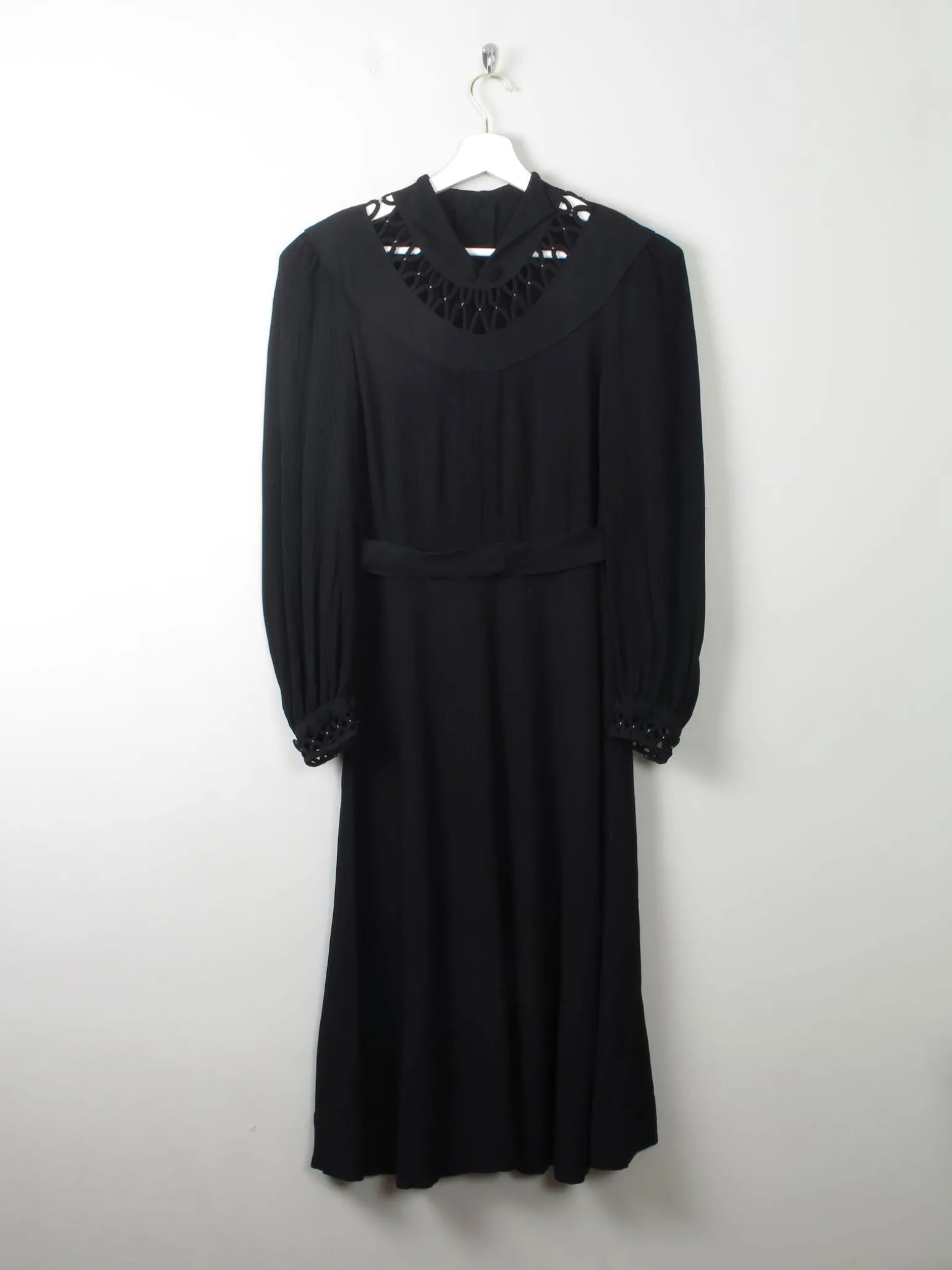 Vintage Black 1940s Dress S