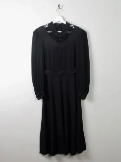 Vintage Black 1940s Dress S