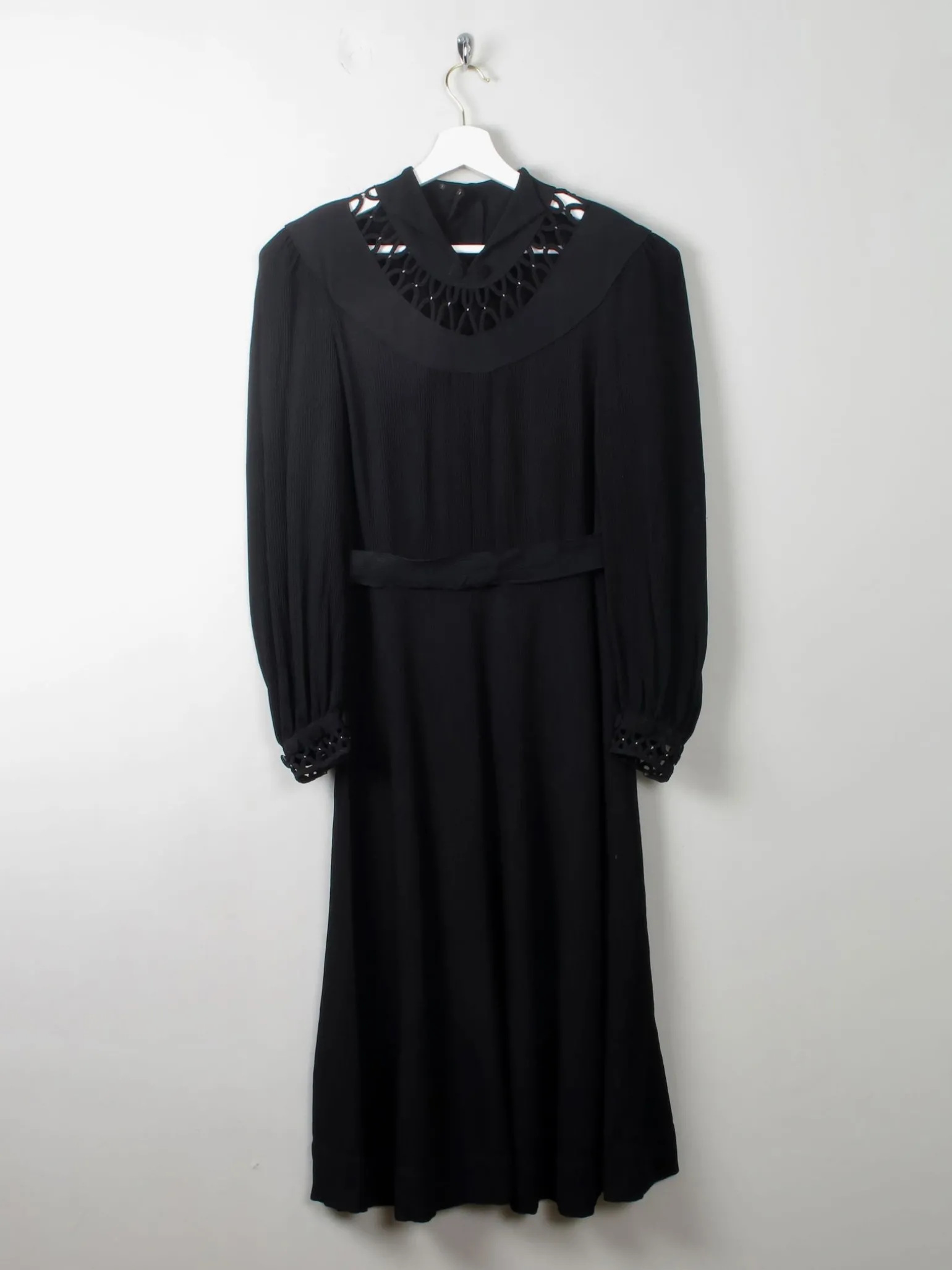Vintage Black 1940s Dress S