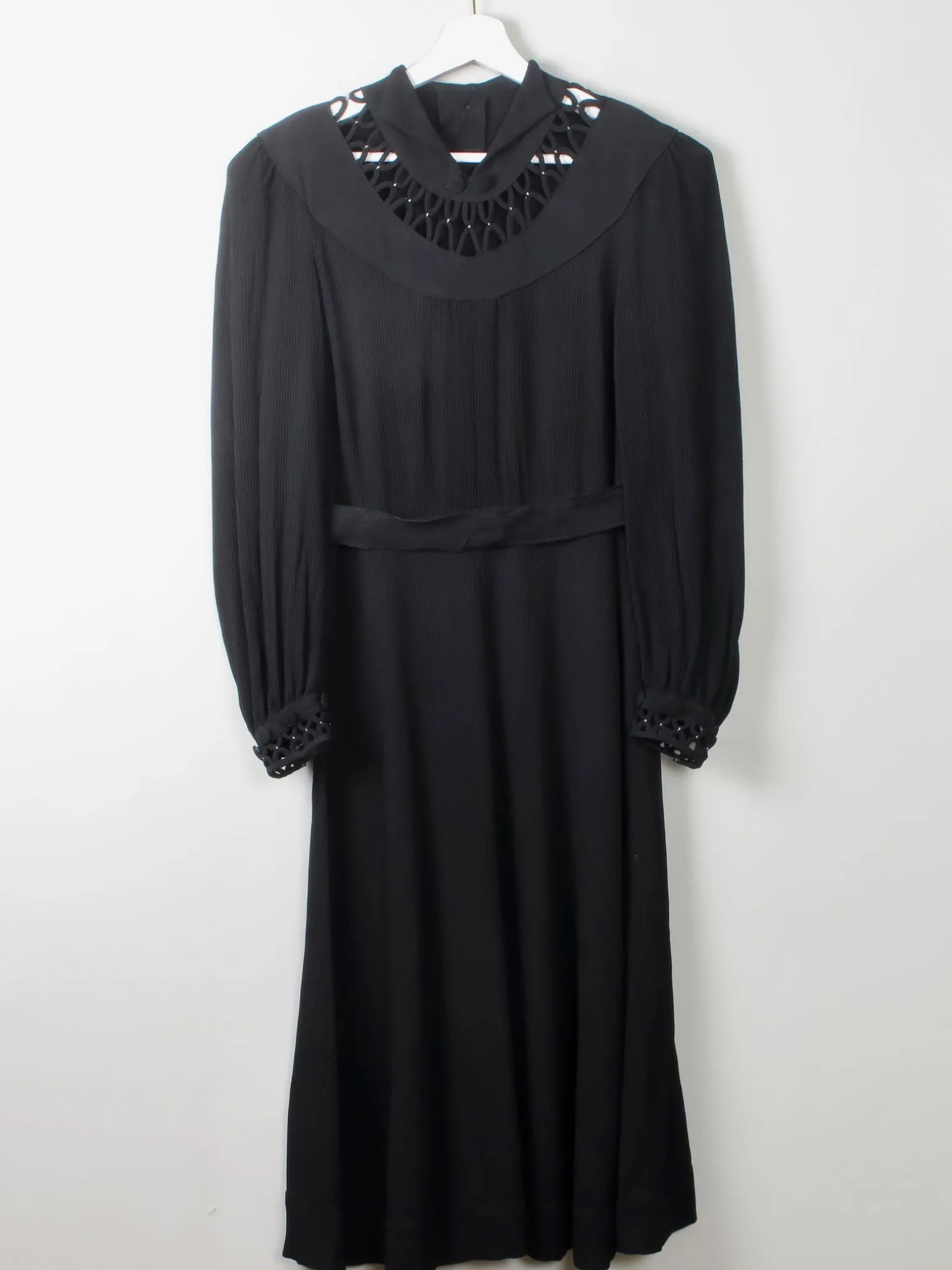 Vintage Black 1940s Dress S