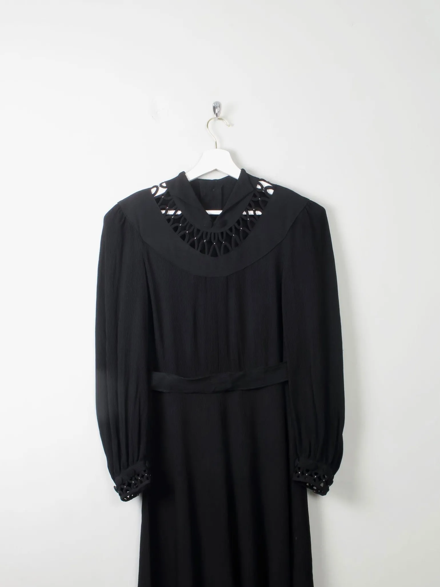 Vintage Black 1940s Dress S