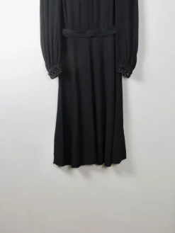 Vintage Black 1940s Dress S