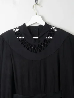 Vintage Black 1940s Dress S