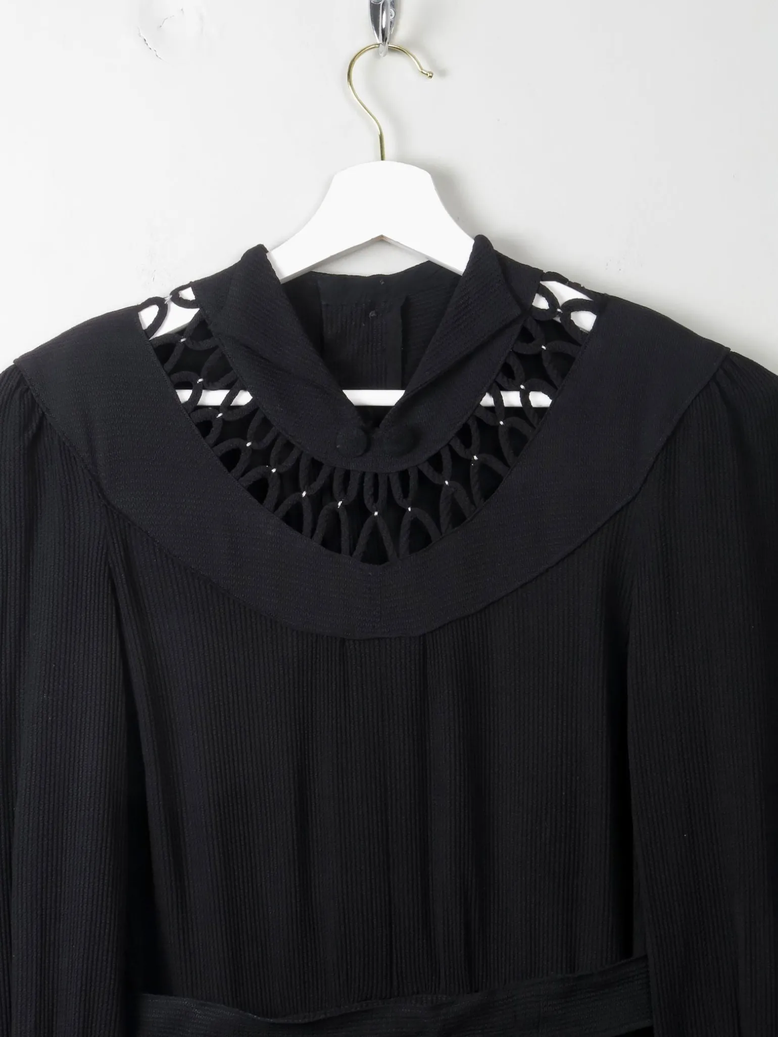 Vintage Black 1940s Dress S