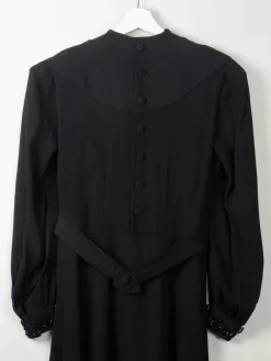 Vintage Black 1940s Dress S