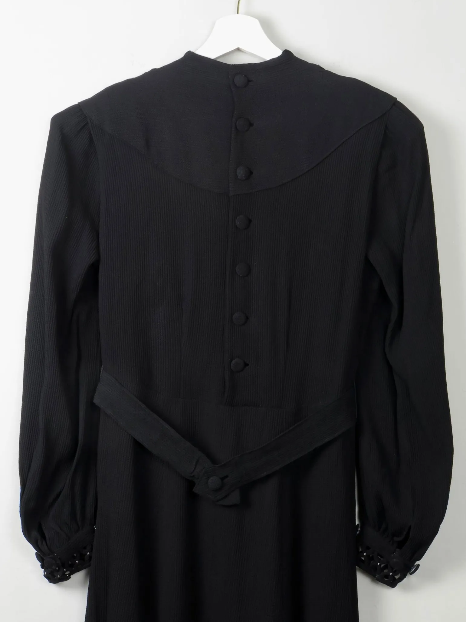 Vintage Black 1940s Dress S