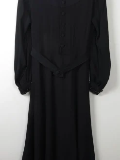 Vintage Black 1940s Dress S