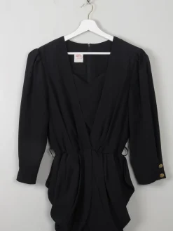 Vintage Black 80s Dress With Peplum M/L