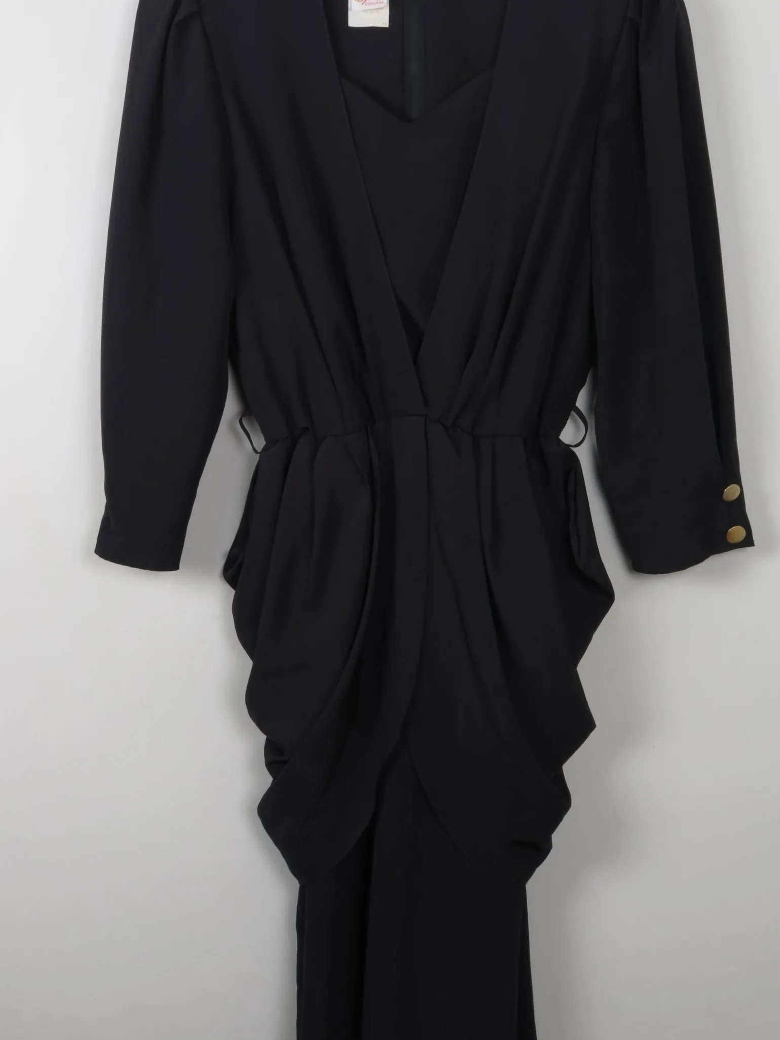 Vintage Black 80s Dress With Peplum M/L
