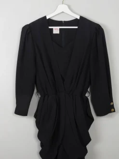 Vintage Black 80s Dress With Peplum M/L