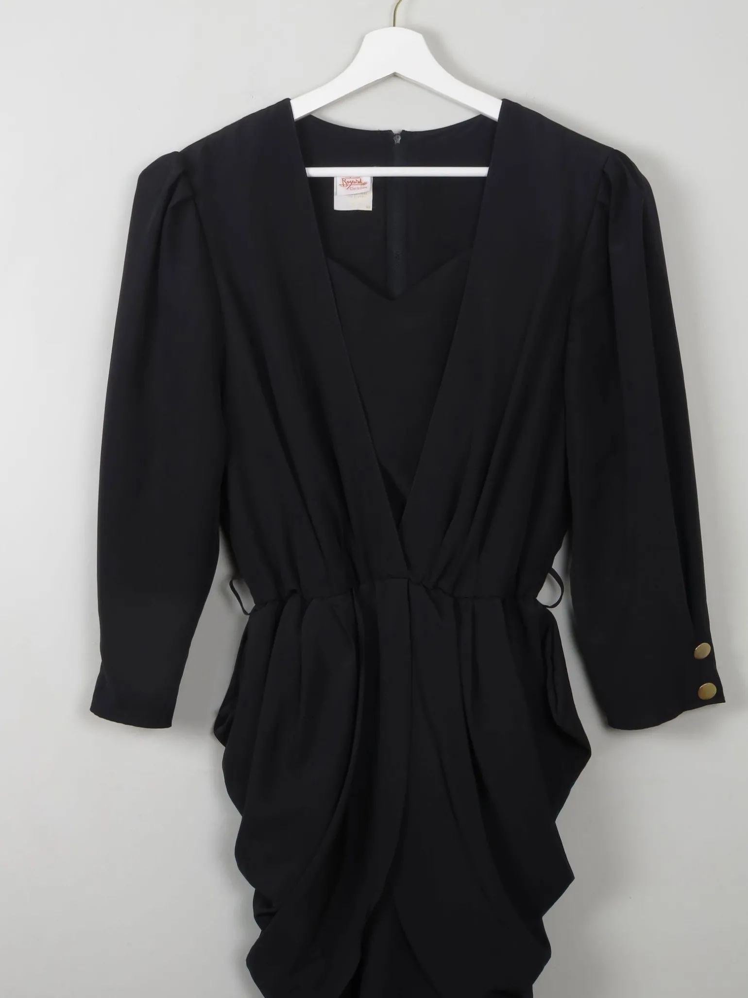 Vintage Black 80s Dress With Peplum M/L