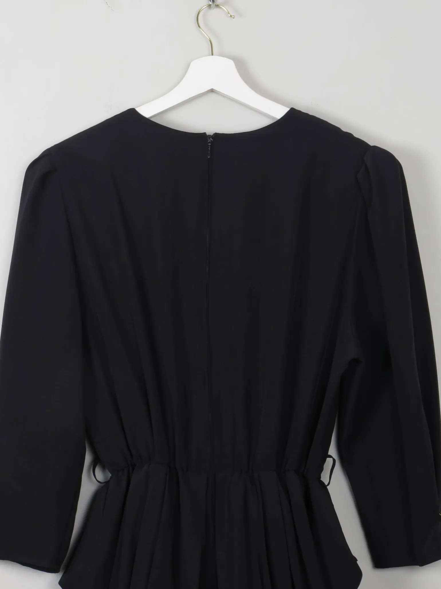 Vintage Black 80s Dress With Peplum M/L